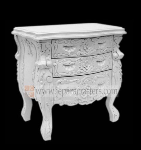 Rococo Hard Carved Bedside Table FS-NSB010
